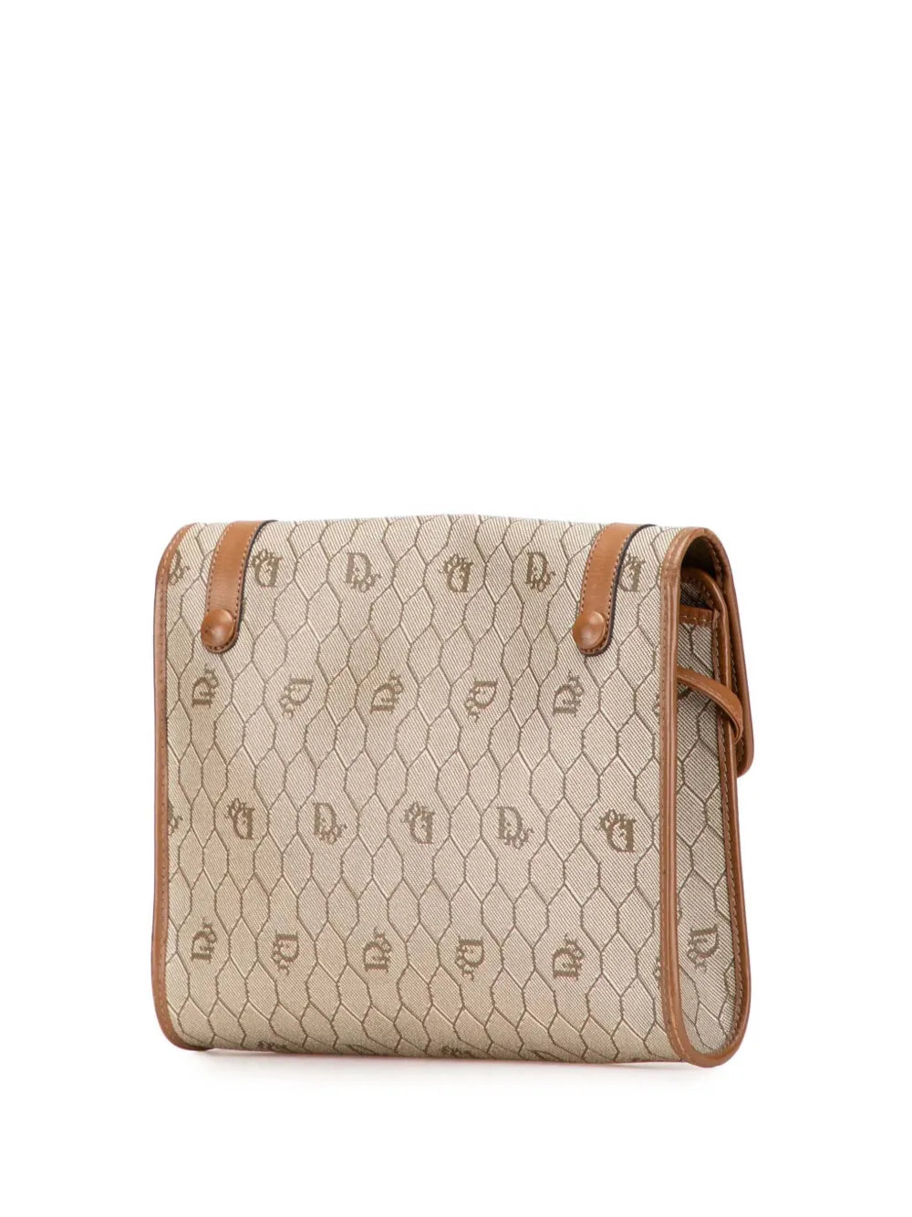 Pre-owned Dior 20th Century Honeycomb Coated Canvas Crossbody Bag In Brown