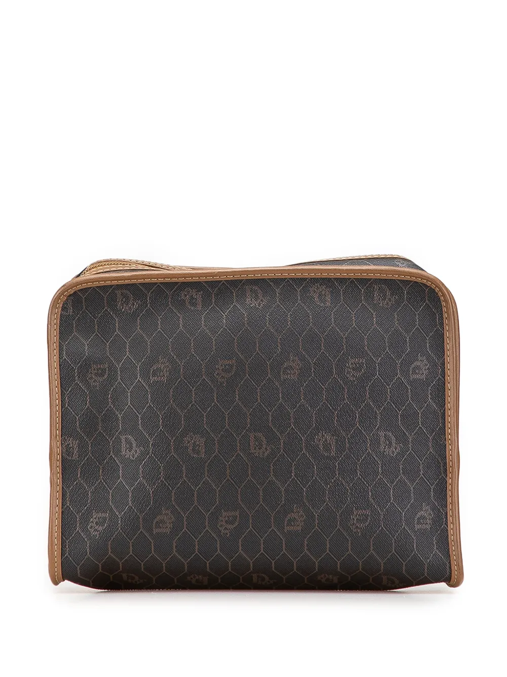 Pre-owned Dior 20th Century Honeycomb Coated Canvas Clutch Bag In Black