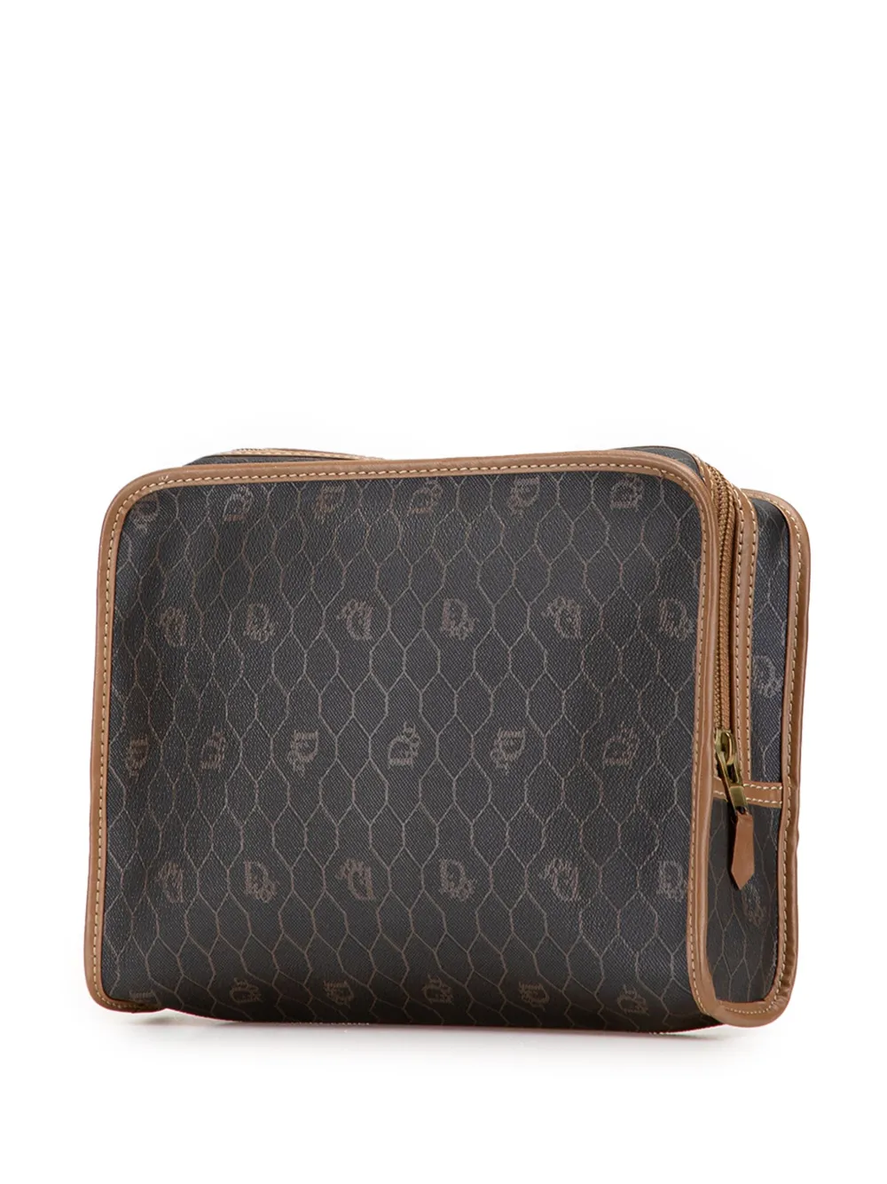 Pre-owned Dior 20th Century Honeycomb Coated Canvas Clutch Bag In Black