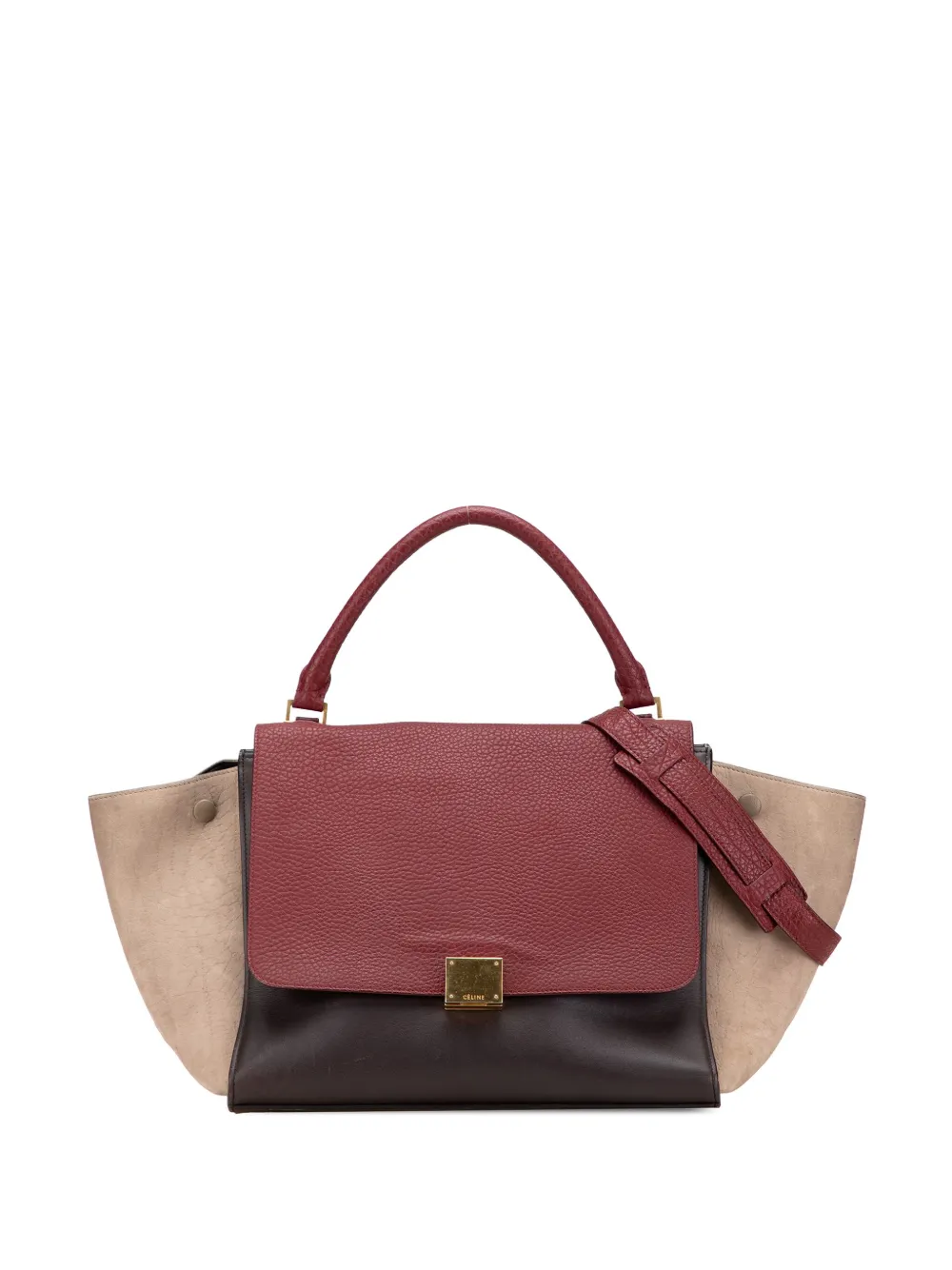 Celine Pre-Owned 2015 Medium Tricolor Leather Trapeze satchel | Red | Image 1