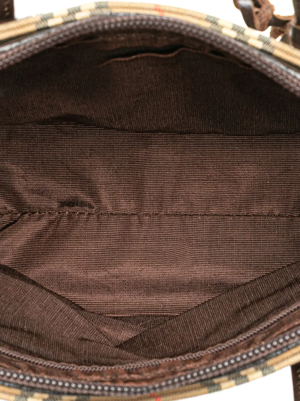 Pre-owned Burberry 2000-2017 Haymarket Check Canvas Tote Bag In Brown