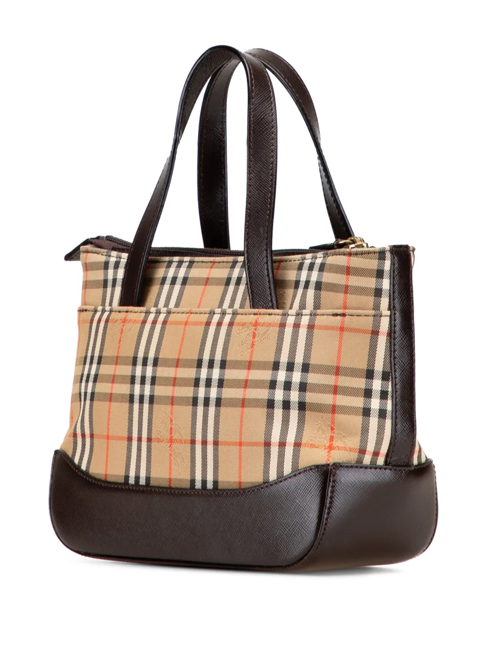 Pre-owned Burberry 2000-2017 Haymarket Check Canvas Tote Bag In Brown