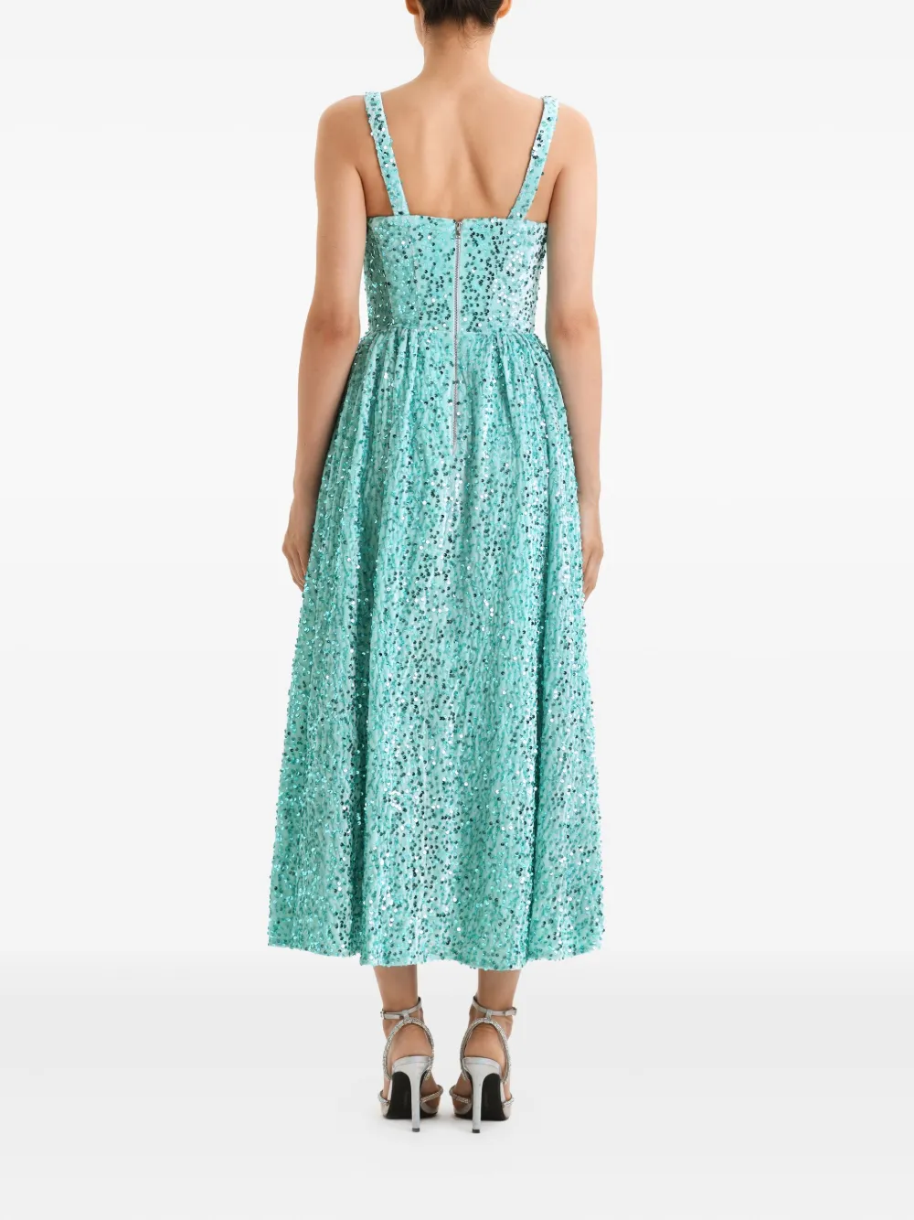 Post Meridiem Sequin Corset Midi Dress In Blue