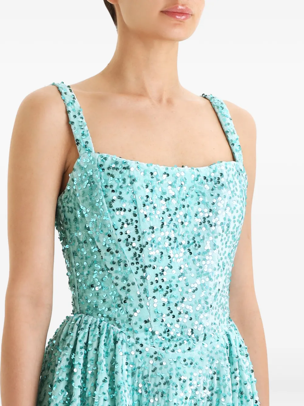 Post Meridiem Sequin Corset Midi Dress In Blue