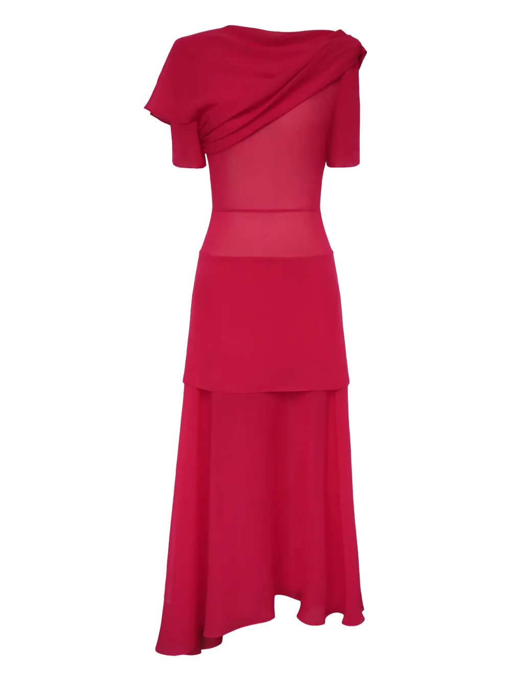 POST MERIDIEM vestido midi con diseño asimétrico y drapeado | rojo | Image 1