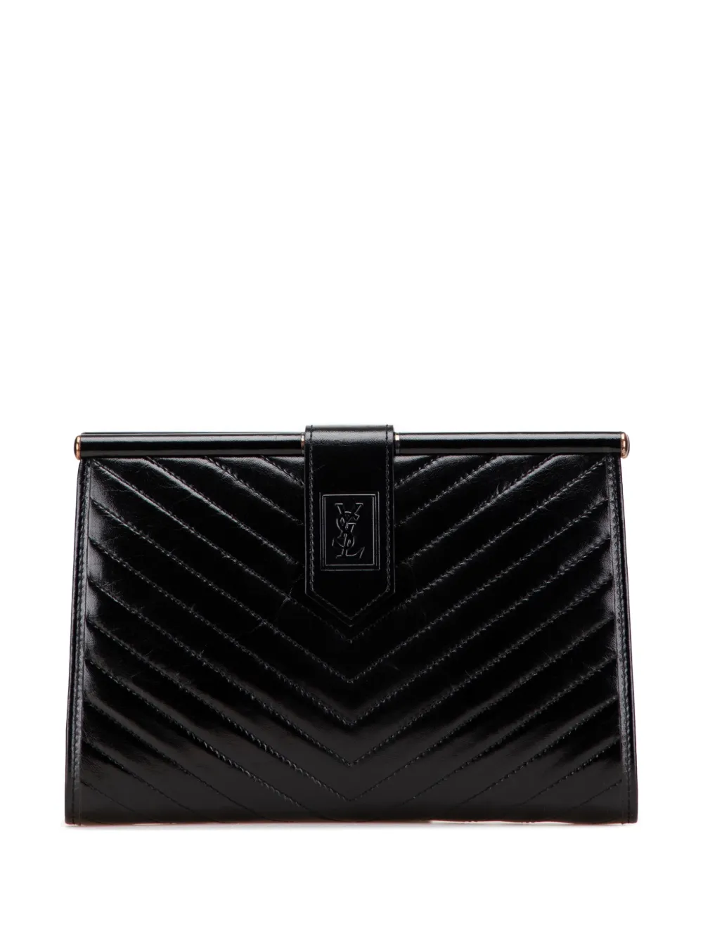 Saint Laurent Pre-Owned 2000-2012 Leather Chevron Monogram clutch bag | Black | Image 1