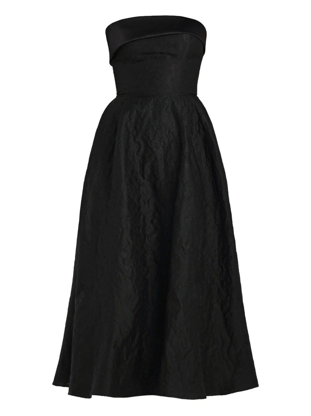 Post Meridiem Jacquard Satin-panel Midi Dress In Black