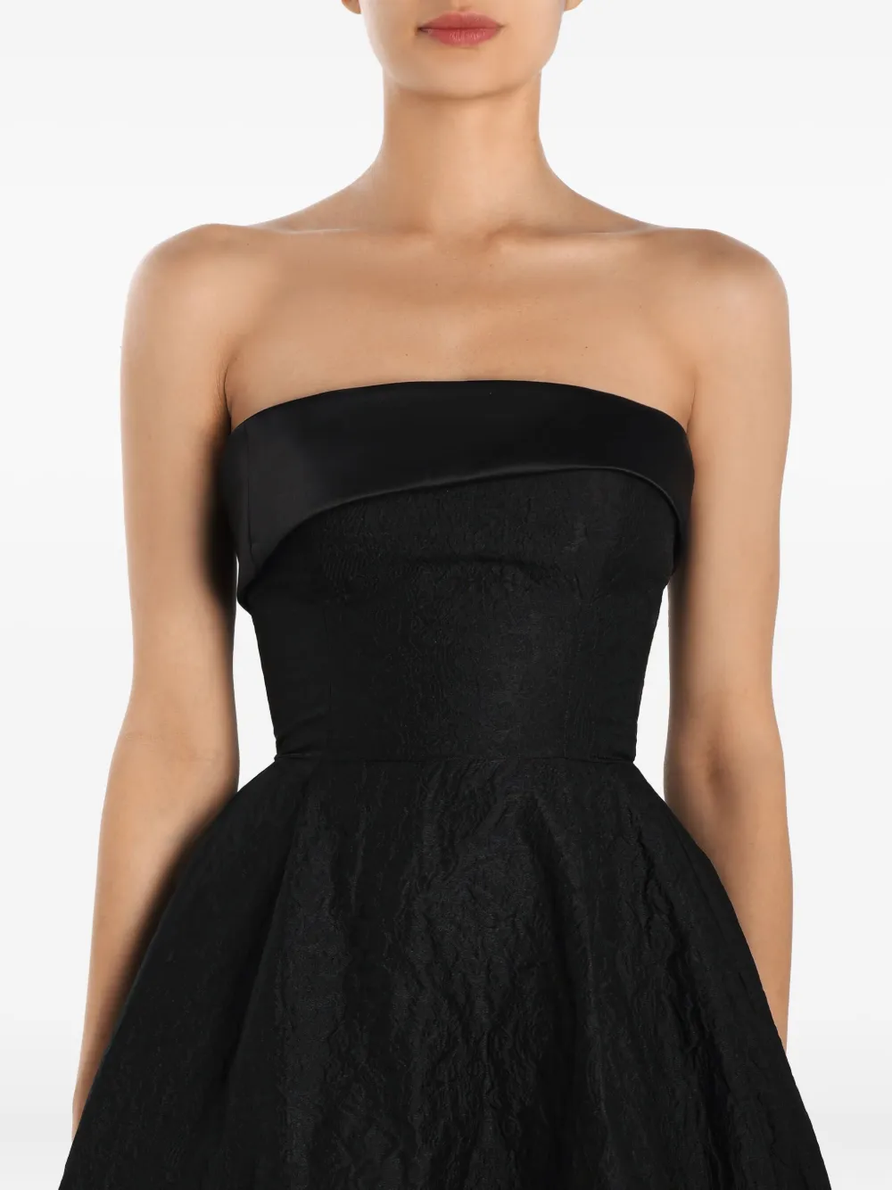 Post Meridiem Jacquard Satin-panel Midi Dress In Black