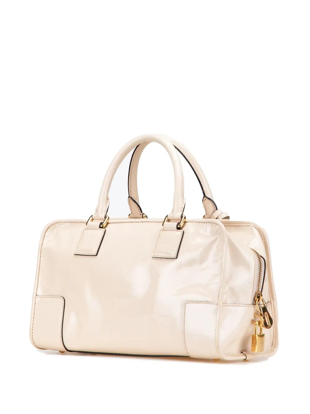 Pre-owned Loewe 2009 Patent Amazona 28 Handbag In Brown