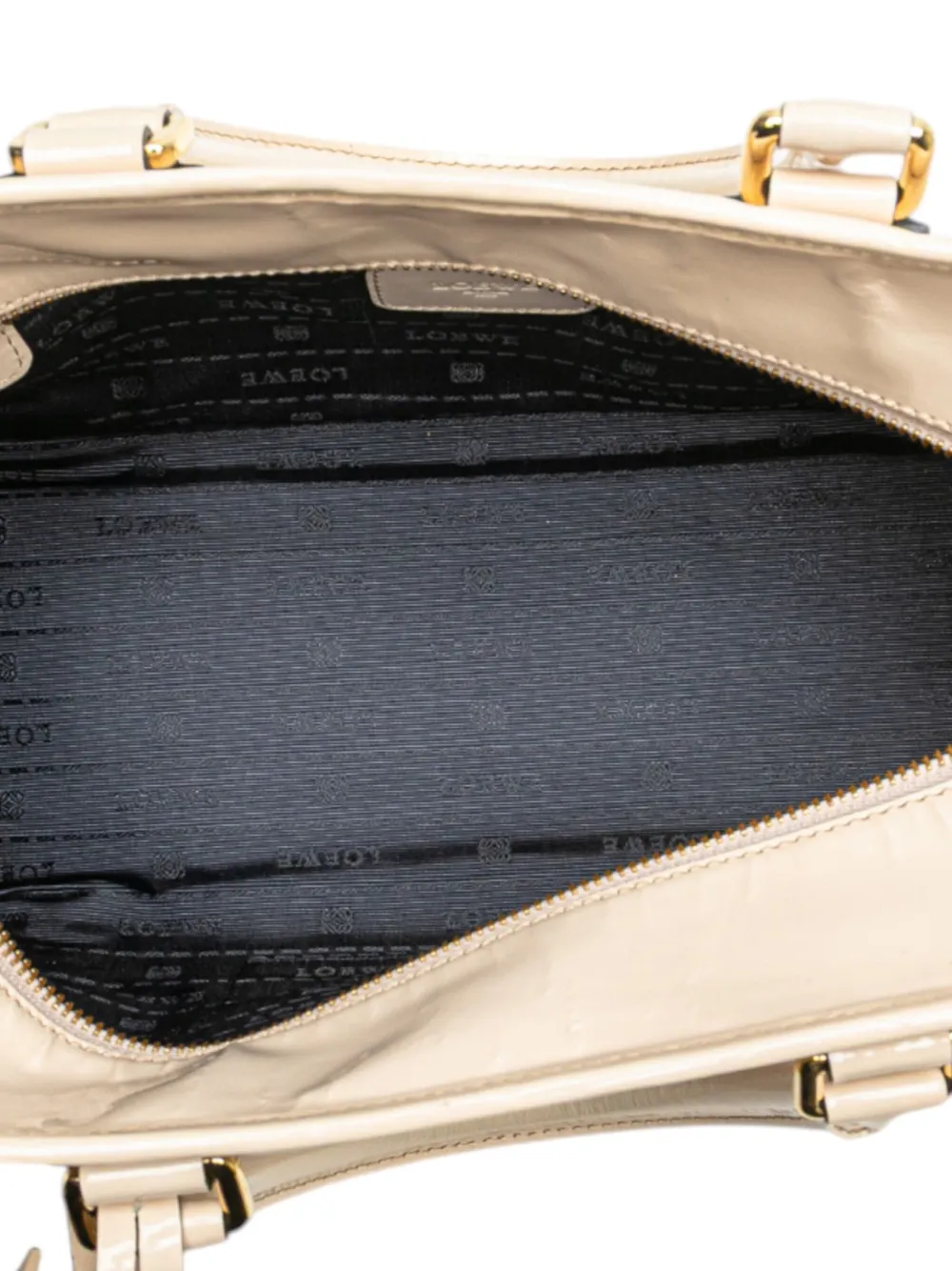 Pre-owned Loewe 2009 Patent Amazona 28 Handbag In Brown