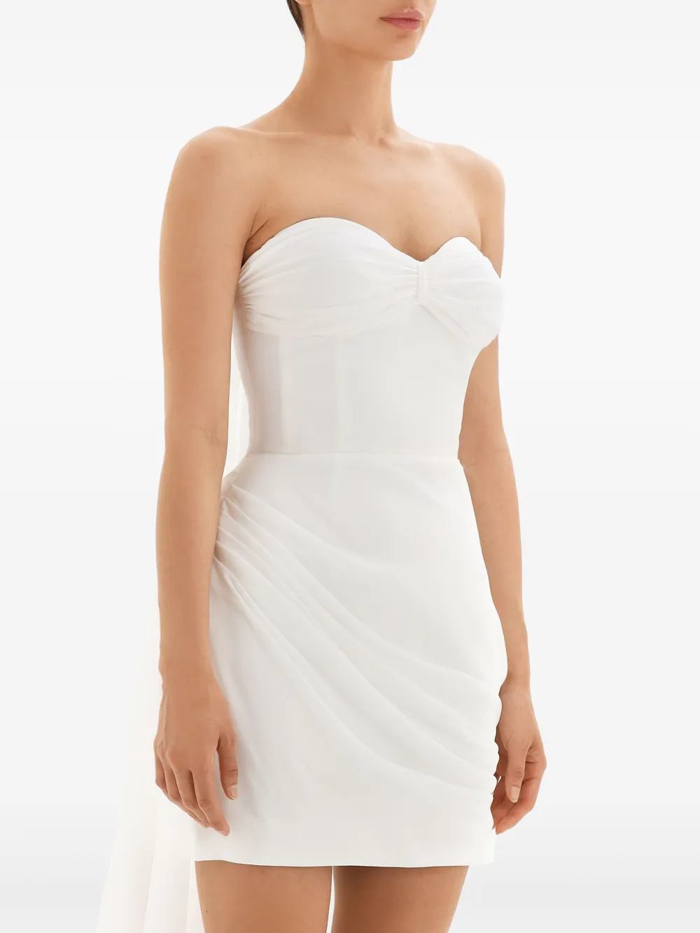 Post Meridiem Corset Draped Mini Dress In White
