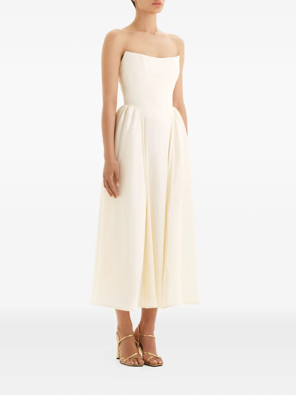 POST MERIDIEM Midi-jurk met korset body - Beige