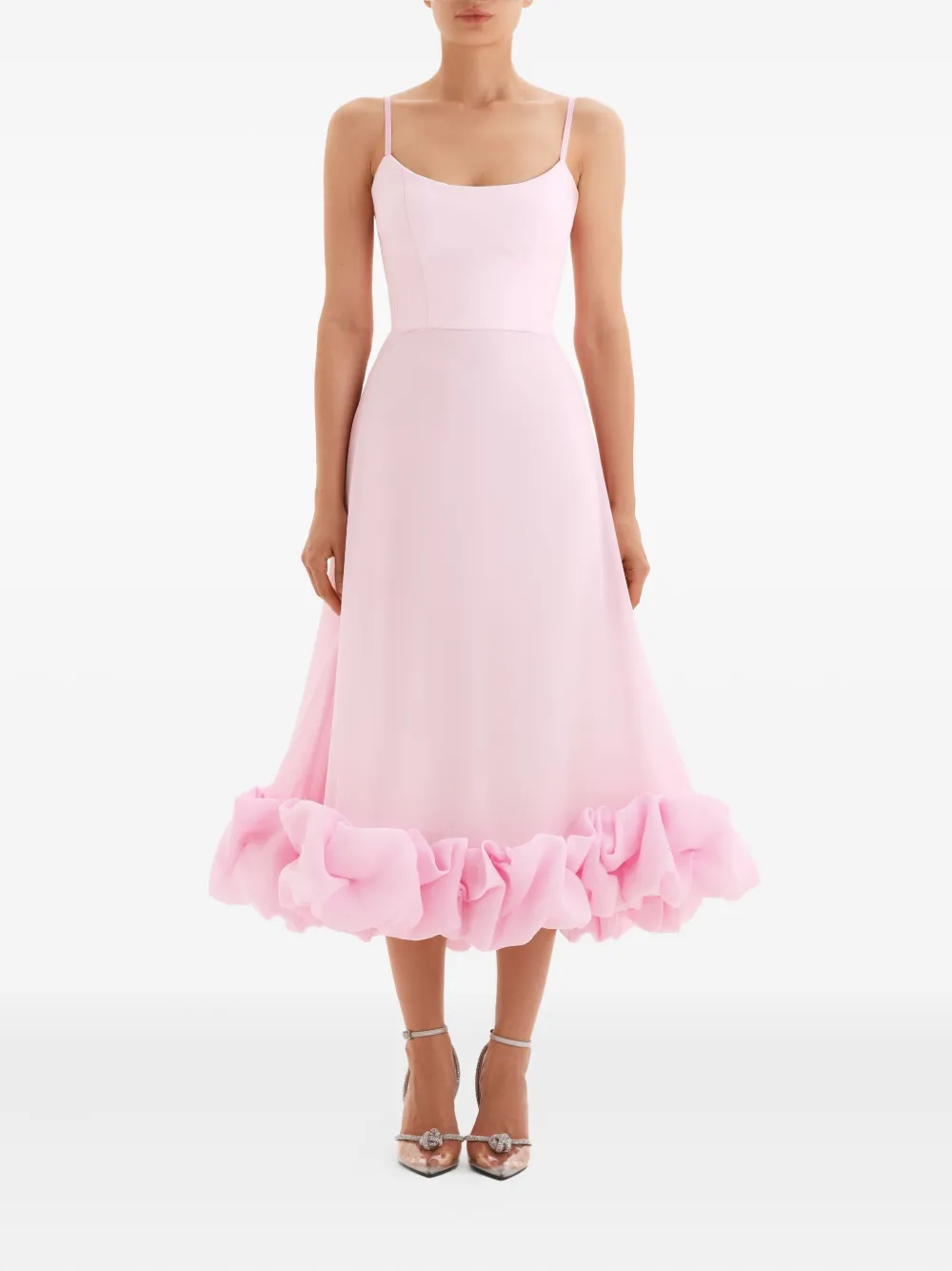POST MERIDIEM Flounce midi-jurk met ruches - Roze