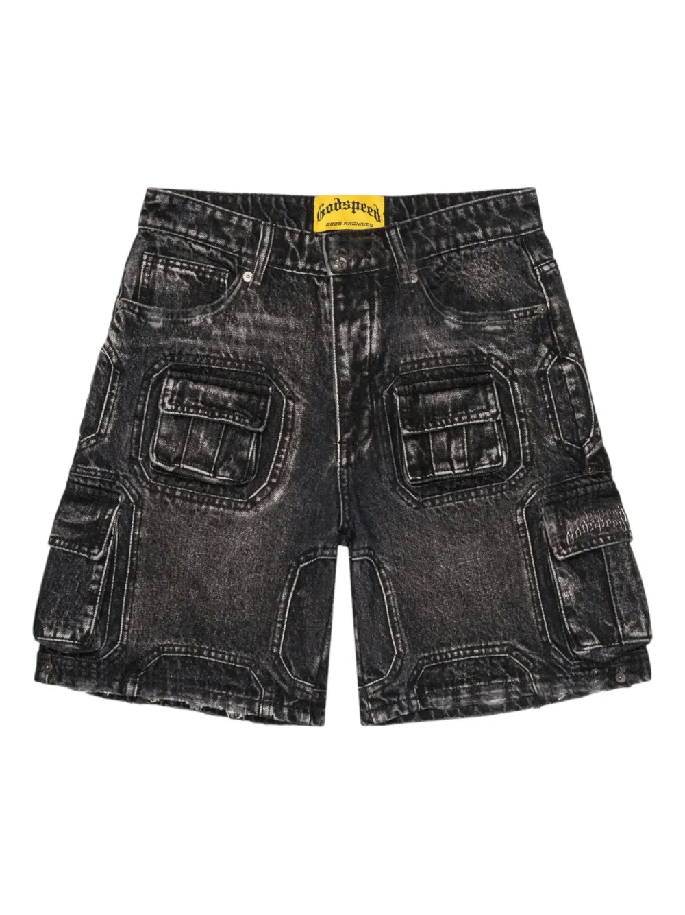 GODSPEED Octagon cargo-pocket denim shorts - Nero