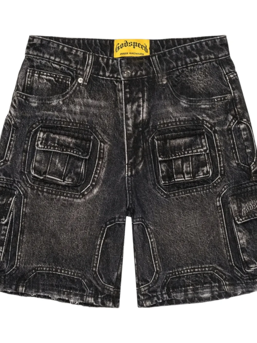 GODSPEED Octagon cargo-pocket denim shorts - Zwart