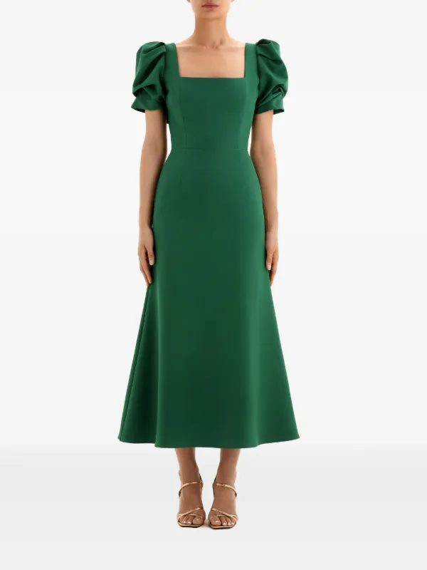 zara green slip dress Bubbleroom occasion – Square Neck Slit Maxi Dress – Bridesmaid dresses –  Green