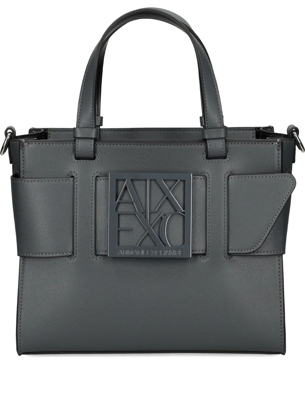 Armani Exchange Medium Logo-plaque Tote Bag In Gray