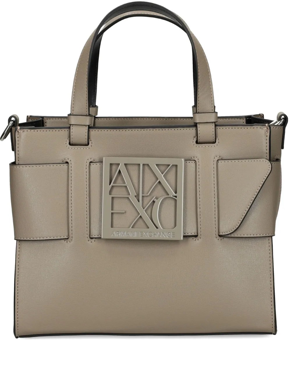 Armani Exchange ロゴプレート ハンドバッグ - ブラウン Armani Exchange ロゴプレート ハンドバッグ - ブラウン