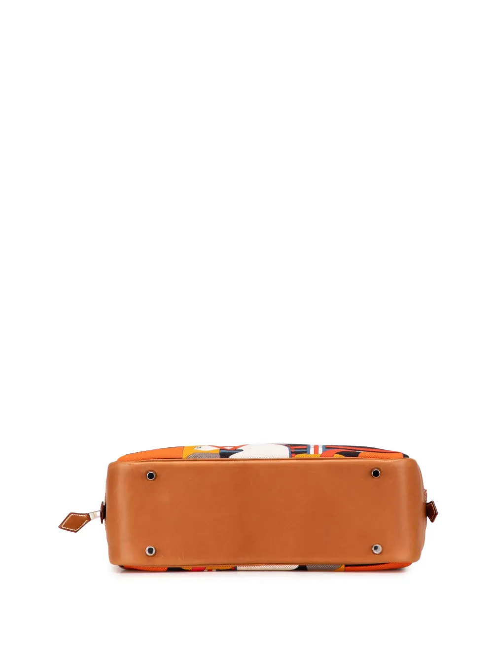 Pre-owned Hermes 2014 Barenia And Toile Rocobar Plume 32 Handbag In Brown
