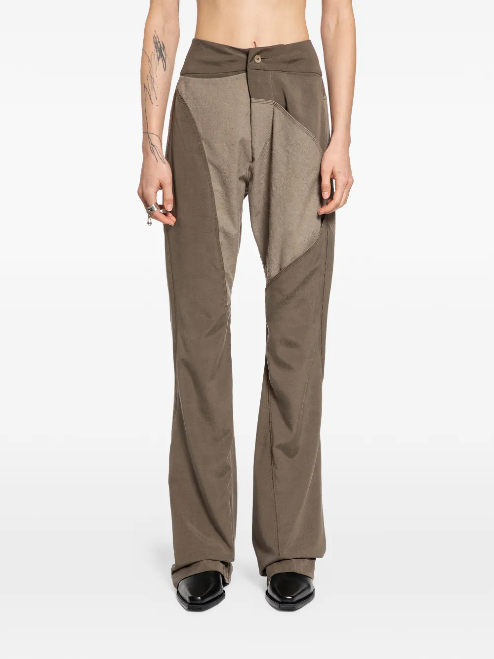 YEHUAFAN panelled trousers - Verde