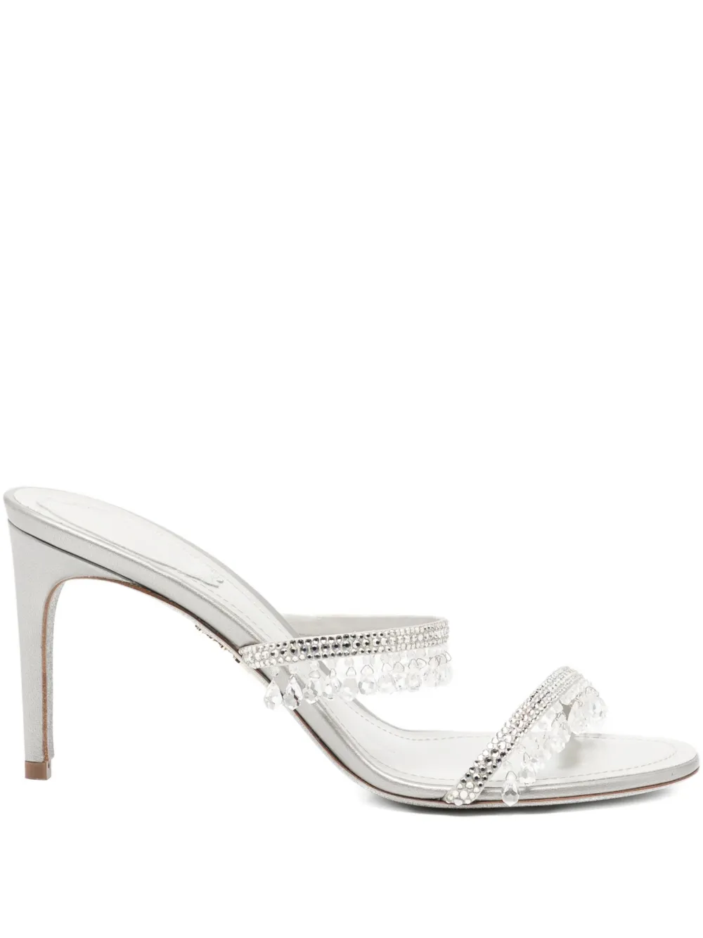 René Caovilla 80 mm Chandelier slippers met parels Metallic
