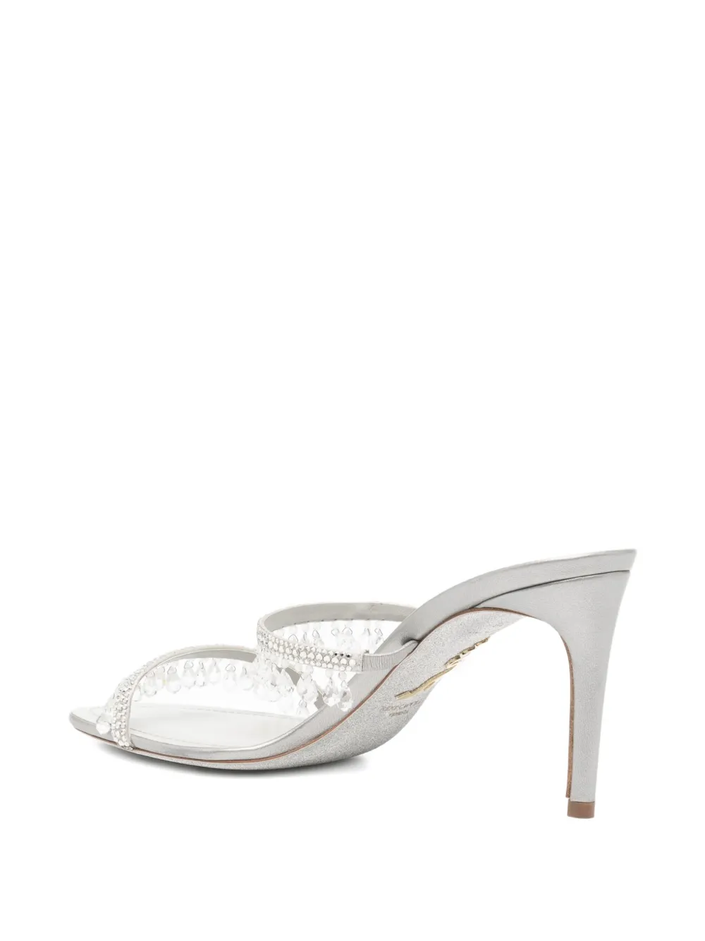René Caovilla 80 mm Chandelier slippers met parels Metallic