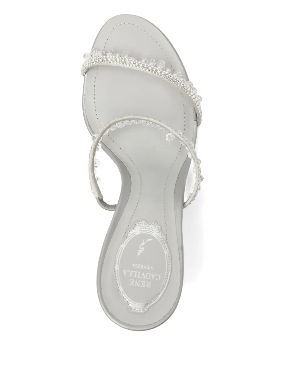 René Caovilla 80 mm Chandelier slippers met parels Metallic
