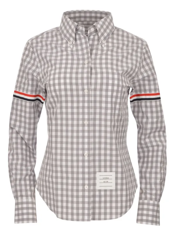 Thom Browne Gingham Check Armbands Shirt in Grey