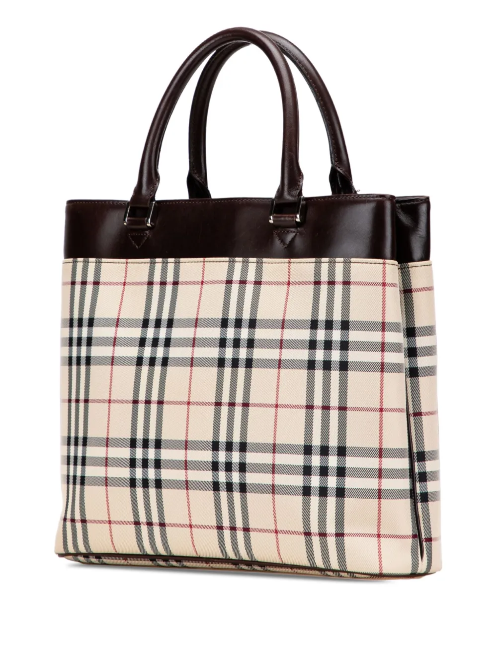 Pre-owned Burberry 2000-2017 House Check Canvas Tote Bag In Brown