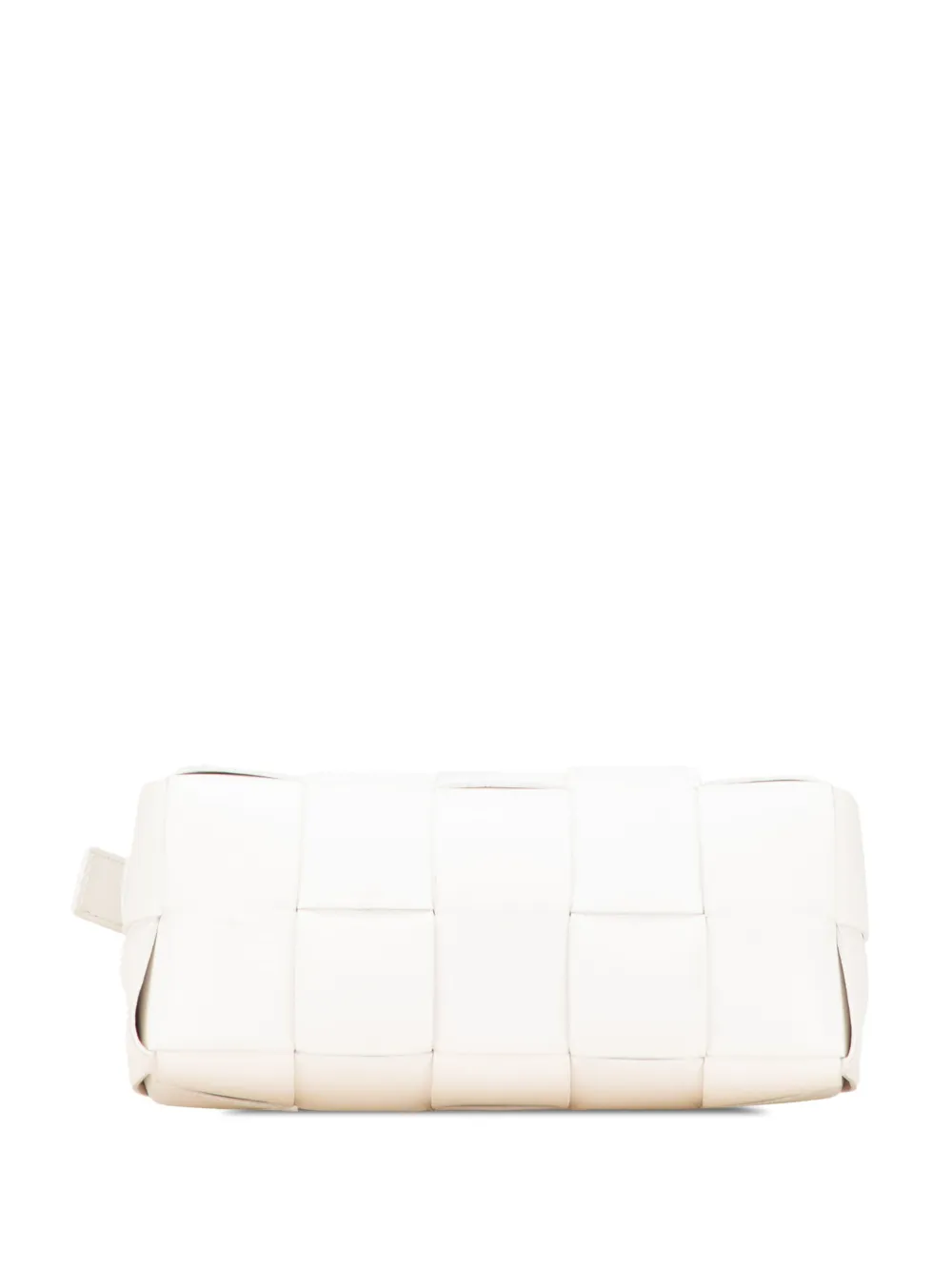 Pre-owned Bottega Veneta 2012-2025 Small Lambskin Intrecciato Brick Cassette Shoulder Bag In White