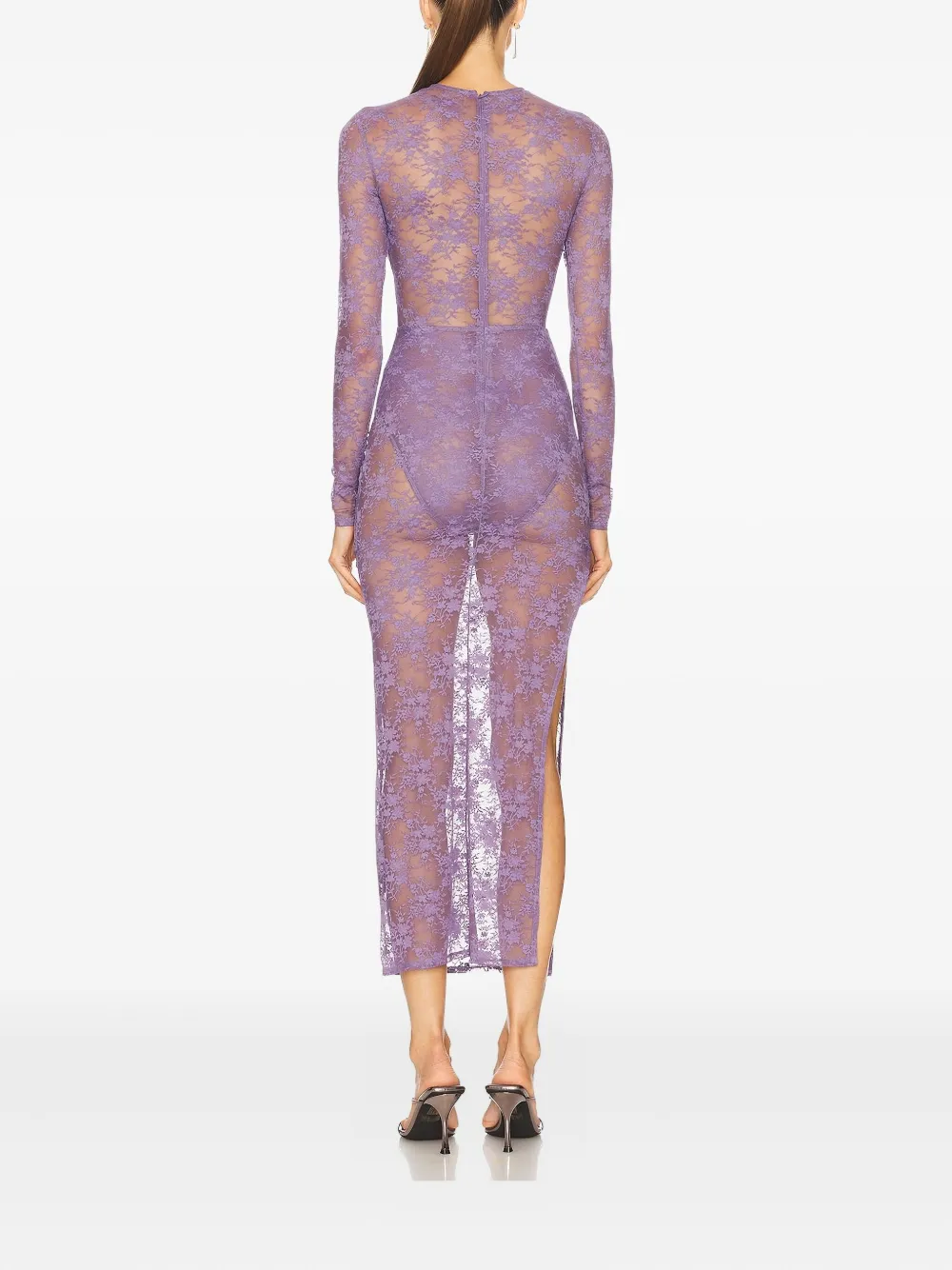  Alex Perry Lace Slit Maxi Dress - Purple 