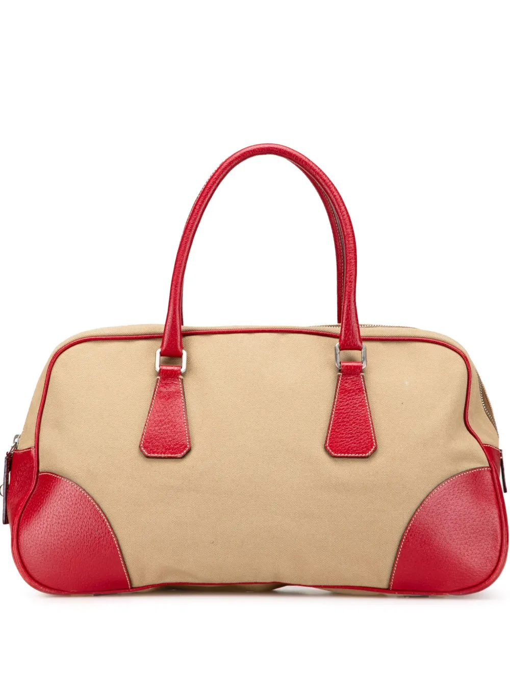 Prada Pre-Owned 2000-2013 Cinghiale Trimmed Canvas Canapa Bauletto Bag handbag | Brown | Image 1