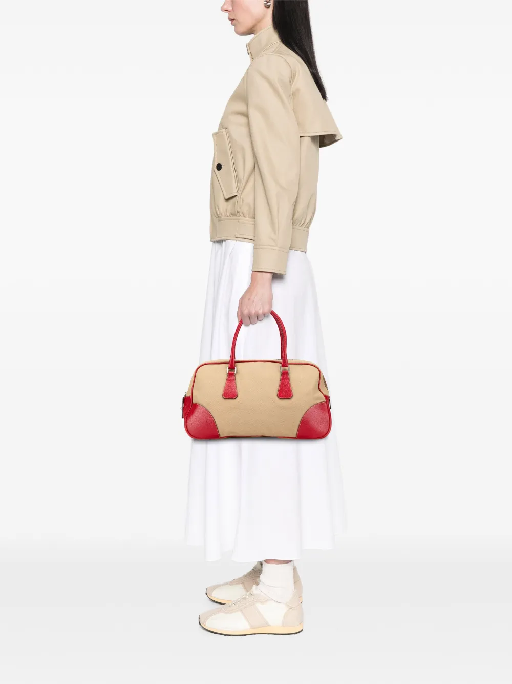 Prada Pre-Owned 2000-2013 Cinghiale Trimmed Canvas Canapa Bauletto Bag handbag | Pre-Owned | Image 2