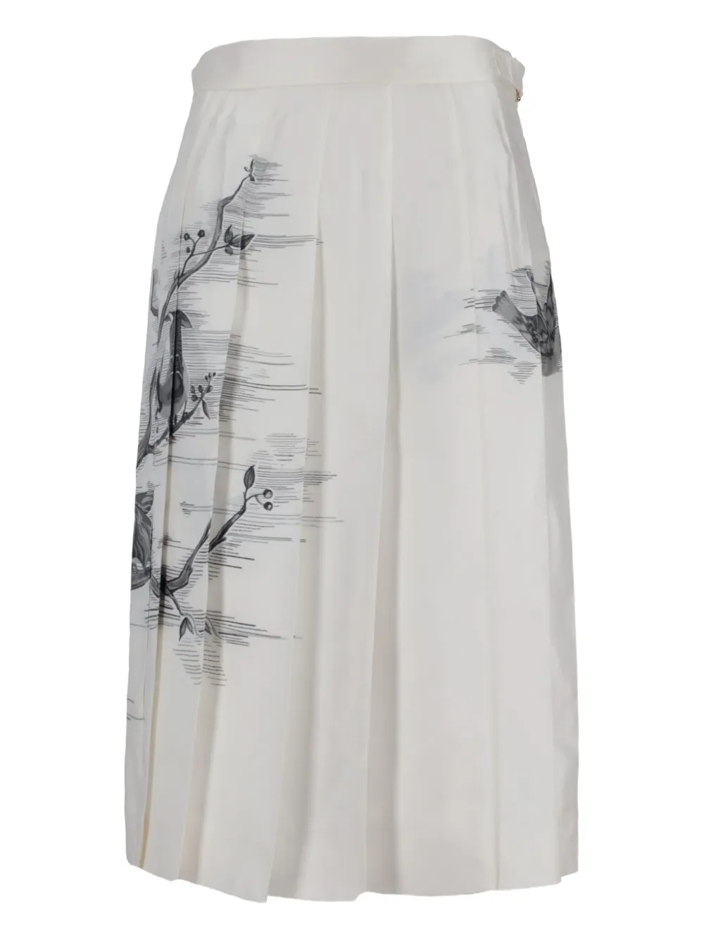 Thom Browne pleated bird-print midi skirt | White | Image 1