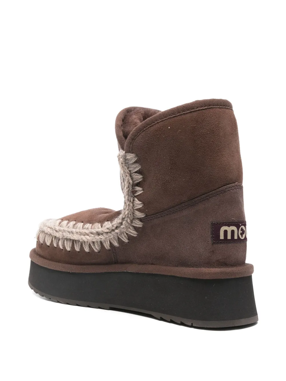 Mou Braided-trim Platform Boots In Brown