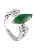 LB Exclusive 18K white gold jade and diamond ring - Silver