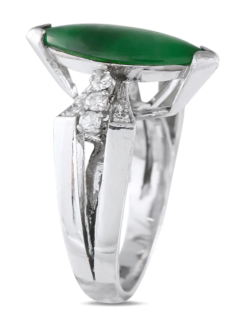 18k White Gold Jade And Diamond Ring