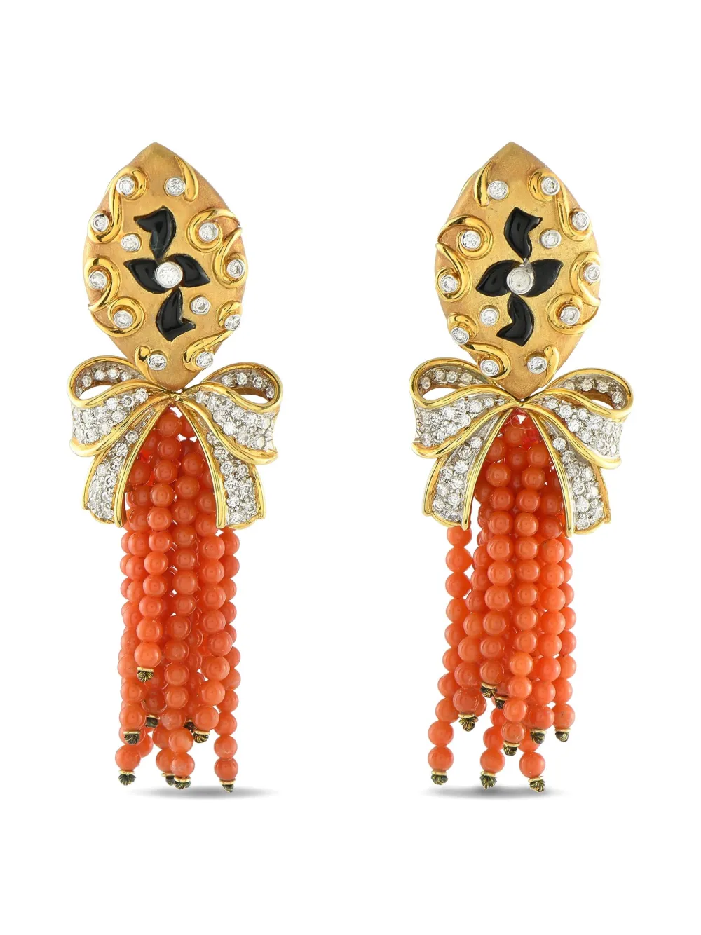 LB Exclusive 18K yellow gold diamond and onyx earrings | Gold | Image 1