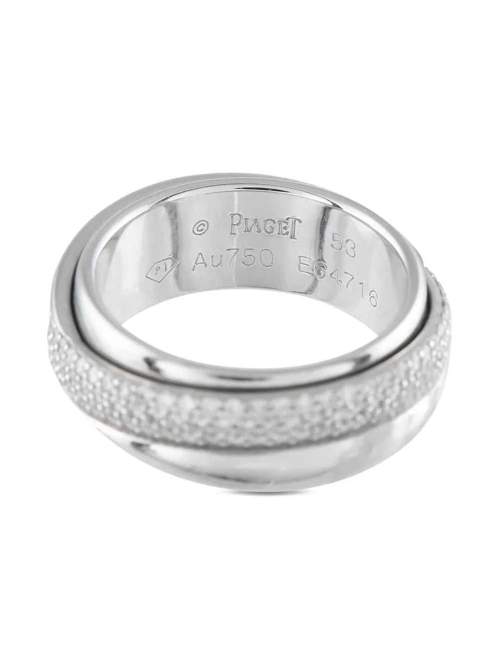 Pre-owned Piaget 18k White Gold Diamond Interlocking Ring In Silver