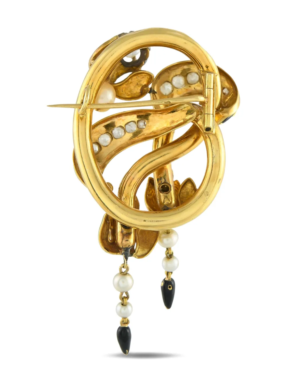 LB Exclusive 18K yellow gold akoya and diamond brooch | Image 2