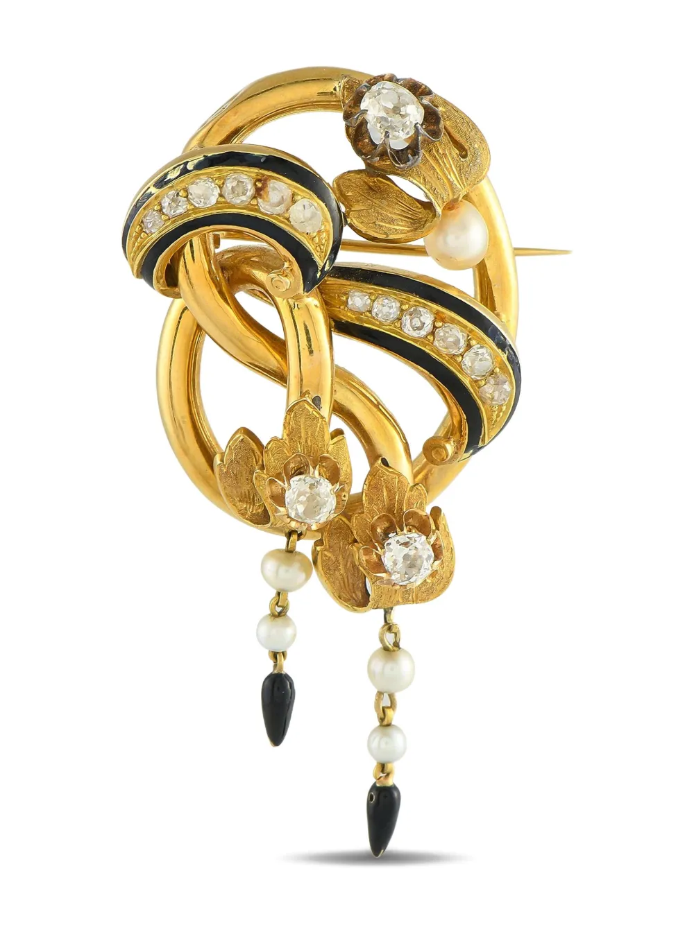 LB Exclusive 18K yellow gold akoya and diamond brooch | Gold | Image 1
