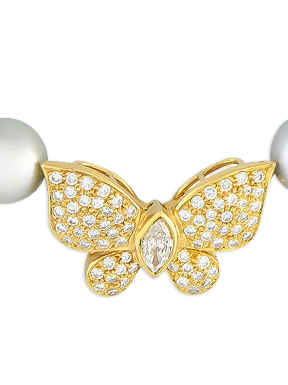 LB Exclusive 18K yellow gold Butterfly pearl and diamond necklace | Image 2
