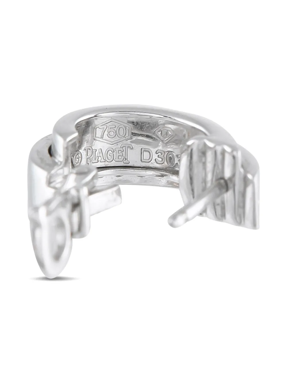 Pre-owned Piaget 18k White Gold Diamond Hoop Earrings In Silver