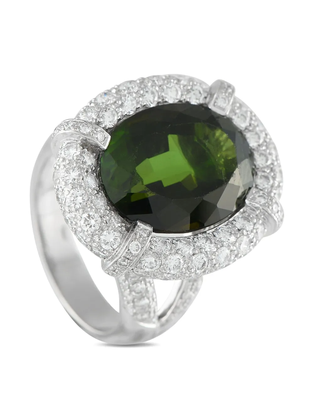 LB Exclusive 18K white gold diamond tourmaline ring | Silver | Image 1