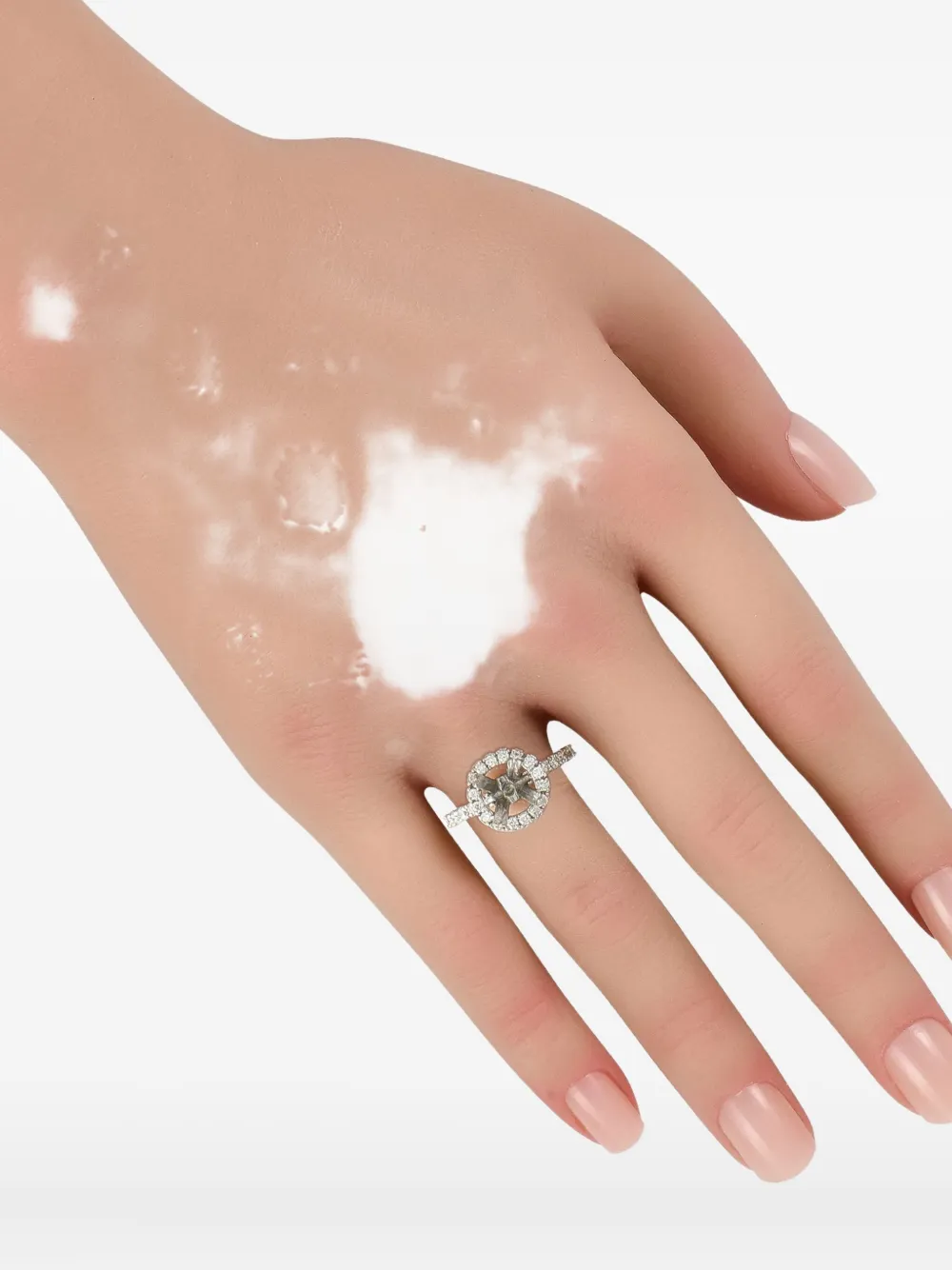 Pre-owned Lb Exclusive Platinum Diamond Halo Ring In Silver