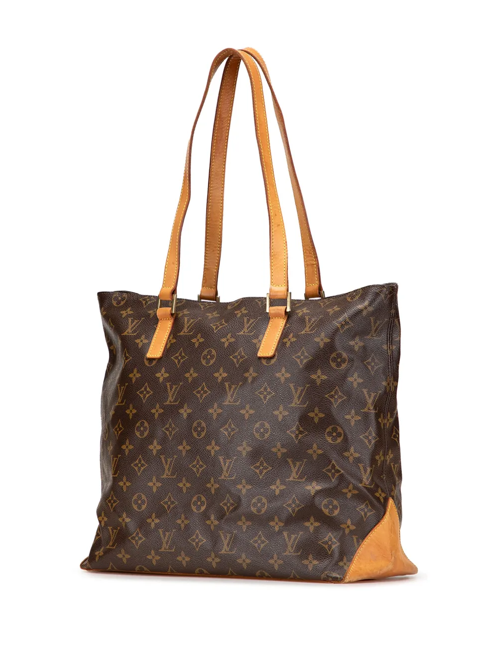 Pre-owned Louis Vuitton 2003 Monogram Cabas Mezzo Tote Bag In Brown