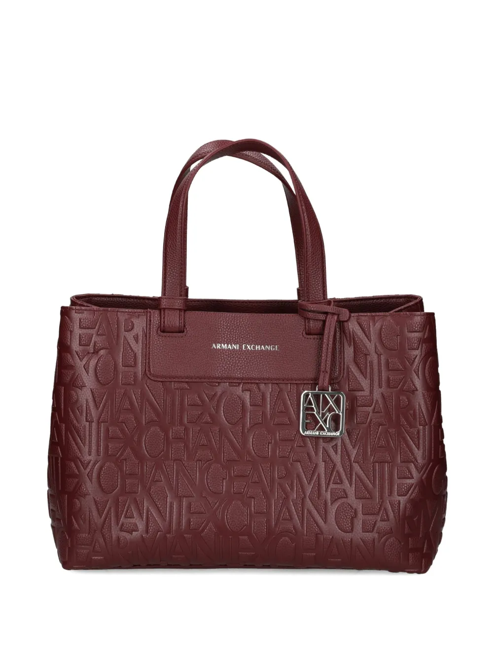 Armani Exchange Logo-charm Tote Bag In Red