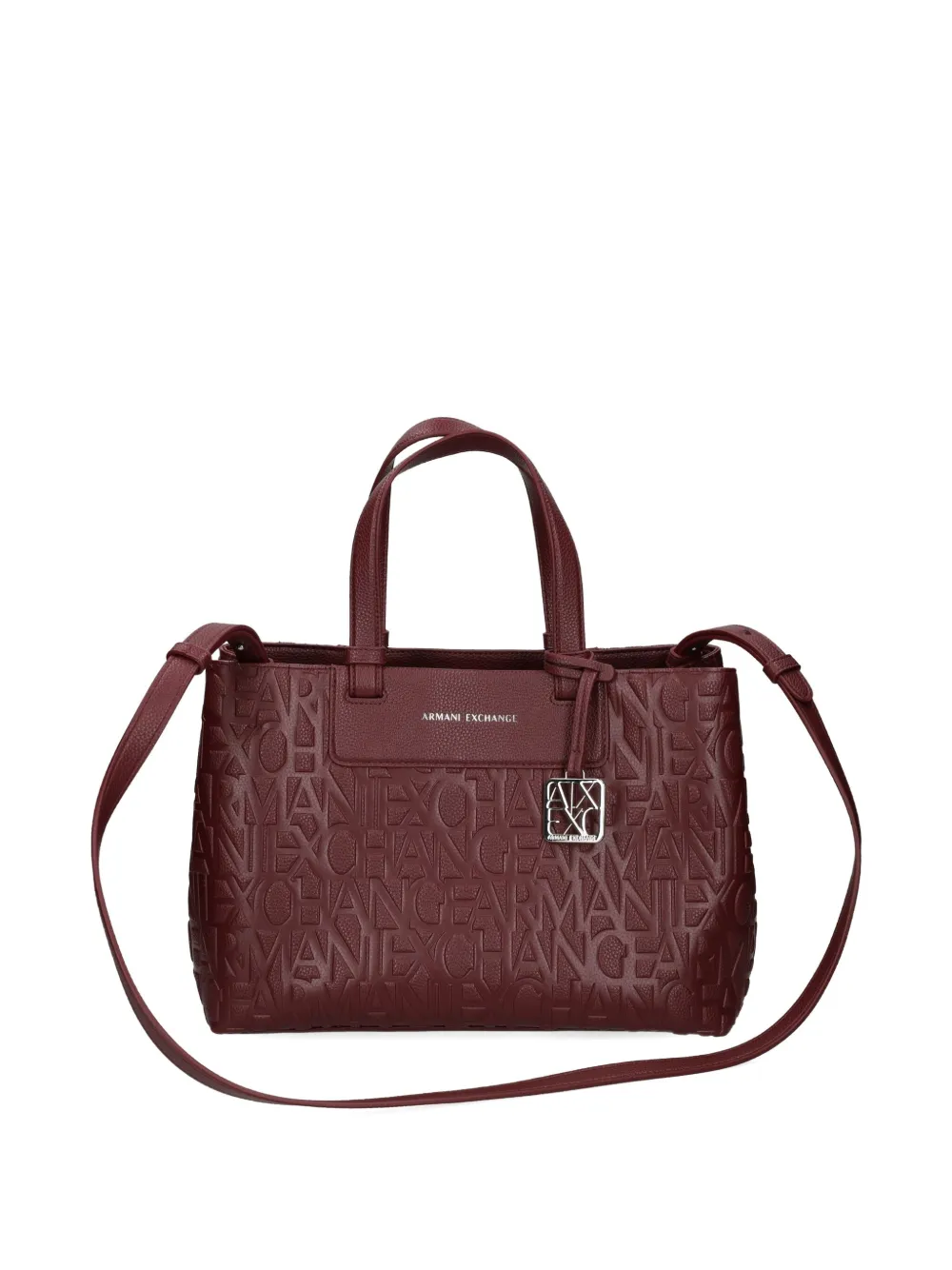 Armani Exchange Logo-charm Tote Bag In Red