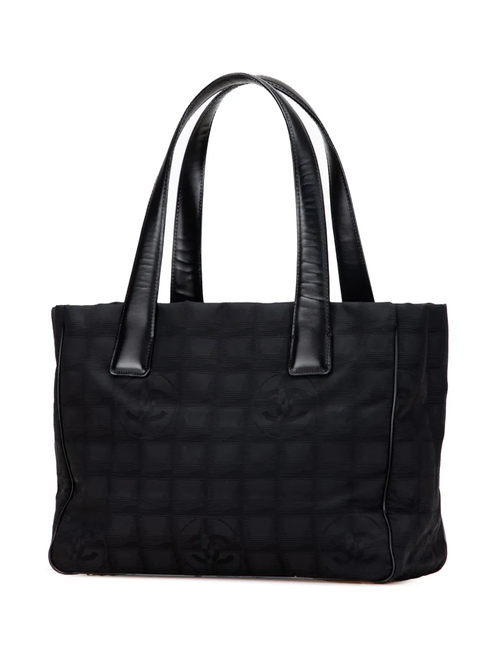 Pre-owned Chanel 2003-2004 New Travel Line Nylon Tote Bag In Black