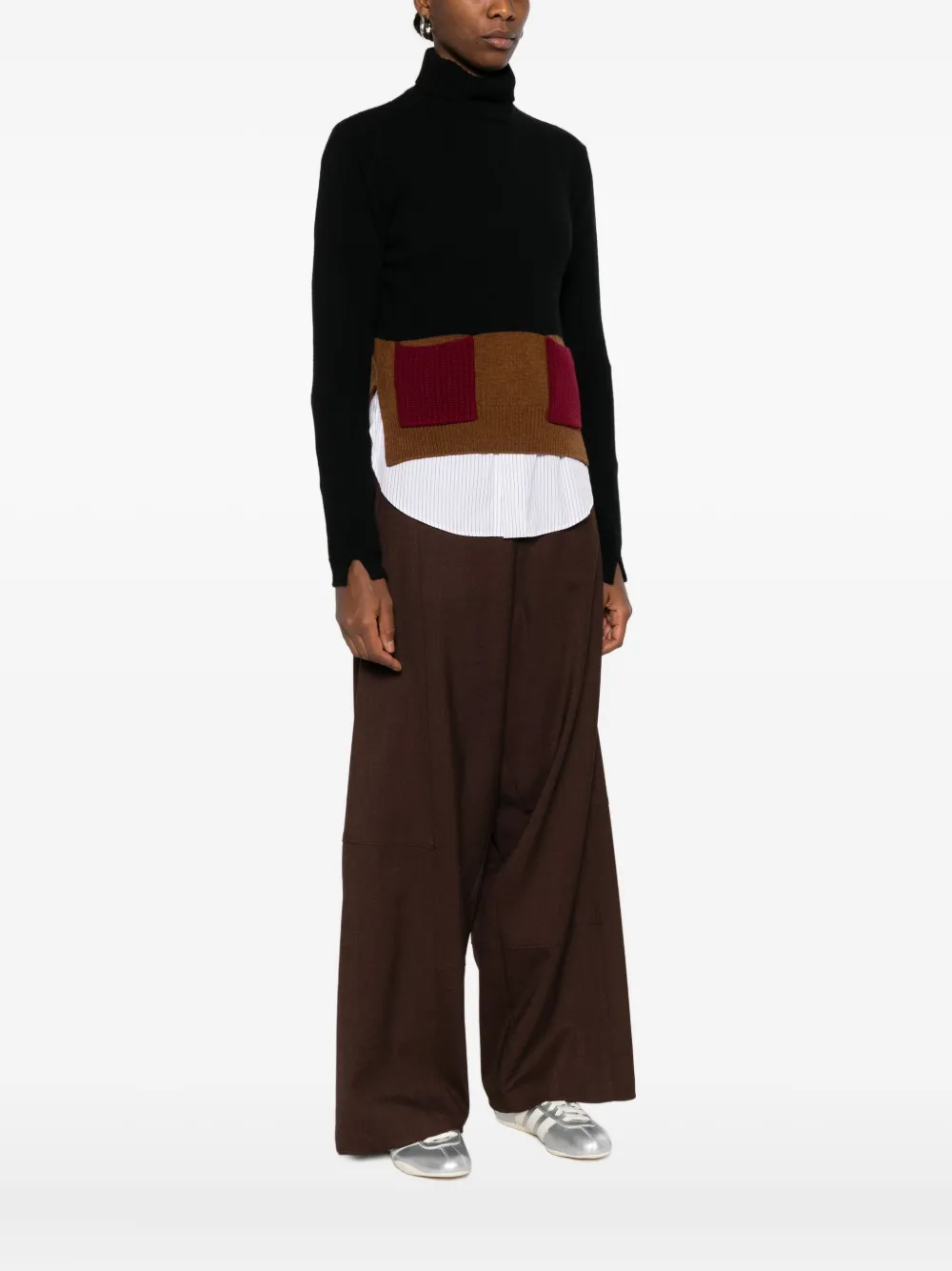 Plan C Trui met zak en hoge hals Zwart